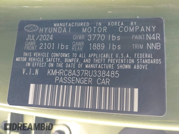 2024 Hyundai Venue SEL z VIN KMHRC8A37RU338485, wystawiony jako IAAI lot #41271559 z przebiegiem 18 665 mil mil oraz . Historia ofert i sprzedaży dostępna na DreamBid. Obrazek 9.