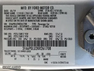 2019 Ford Fusion Hybrid SE with VIN 3FA6P0LU2KR261708, listed as a Copart auction lot 45512525 with 161,644 mi miles and Salvage Title. Bid and sale history available at carsss.com. Image 14.
