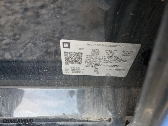 2020 Chevrolet Tahoe Commercial with VIN 1GNLCDEC4LR233952, listed as a Copart auction lot 41611725 with 67,107 mi miles and Salvage Title. Bid and sale history available at carsss.com. Image 12.