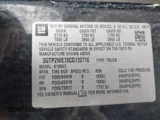 2012 GMC Sierra 1500 SLT with VIN 3GTP2WE78CG132716, listed as a IAAI auction lot 41658637 with 195,074 mi miles and . Bid and sale history available at DreamBid. Image 11.