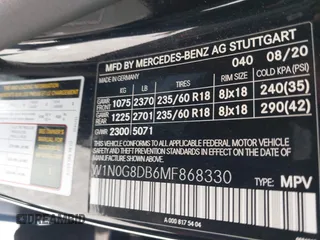 2021 Mercedes-Benz GLC with VIN W1N0G8DB6MF868330, listed as a IAAI auction lot 41835838 with 1 mi miles. Bid and sale history available at carsss.com. Image 9.