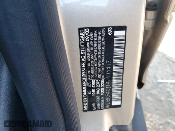 2004 Mercedes-Benz C 230 Kompressor with VIN WDBRF40J14F485417, listed as a Copart auction lot 43089575 with 53,918 mi miles and Salvage Title. Bid and sale history available at DreamBid. Image 12.