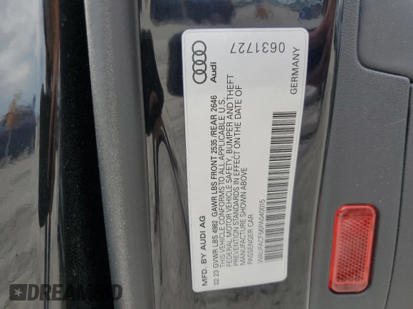 2023 Audi A5 Sportback S line Premium Plus with VIN WAUFACF56PA040015, listed as a Copart auction lot 53642035 with 23,669 mi miles and Salvage Title. Bid and sale history available at carsss.com. Image 13.