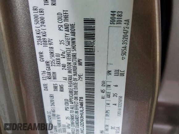 2017 Lincoln MKC Select z VIN 5LMCJ2D93HUL34678, wystawiony jako Copart lot #55308415 z przebiegiem 60 242 mil mil oraz Szkoda całkowita • Salvage title. Historia ofert i sprzedaży dostępna na DreamBid. Obrazek 13.