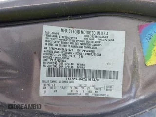 2002 Ford Taurus SE Standard with VIN 1FAFP53U42A101370, listed as a IAAI auction lot 42469376 with 149,111 mi miles and . Bid and sale history available at DreamBid. Image 9.