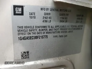 2011 Buick LaCrosse CX with VIN 1G4GA5EC9BF216775, listed as a Copart auction lot 48072295 with 135,927 mi miles and Salvage Title. Bid and sale history available at carsss.com. Image 12.