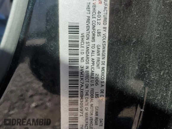 2011 Volkswagen Jetta Sedan S with VIN 3VW1K7AJXBM305971, listed as a Copart auction lot 48502235 with 112,569 mi miles and Salvage Title. Bid and sale history available at carsss.com. Image 12.