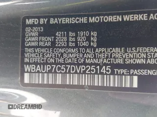 2013 BMW 1 Series 128i с VIN WBAUP7C57DVP25145, выставлен на аукционе IAAI как лот 42186423 с пробегом 131 222 миль миль и . История ставок и продаж доступна на DreamBid. Изображение 9.