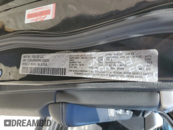 2021 Jeep Grand Cherokee Limited with VIN 1C4RJKBG8M8106620, listed as a Copart auction lot 46675265 with 29,626 mi miles and Salvage Title. Bid and sale history available at DreamBid. Image 16.