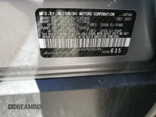 2022 Mitsubishi Outlander SEL z VIN JA4J4VA87NZ060784, wystawiony jako Copart lot #54355315 z przebiegiem 62 703 mil mil oraz Szkody całkowita. Historia ofert i sprzedaży dostępna na DreamBid. Obrazek 14.
