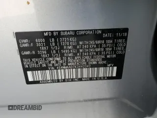 2019 Subaru Ascent with VIN 4S4WMAAD7K3442342, listed as a Copart auction lot 76063764 with 55,118 mi miles and Salvage title. Bid and sale history available at DreamBid. Image 14.