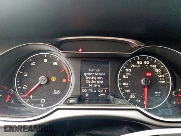 2013 Audi A4 Premium Plus with VIN WAUFFAFL8DN027310, listed as a Copart auction lot 57168905 with 122,176 mi miles and Salvage title. Bid and sale history available at DreamBid. Image 9.