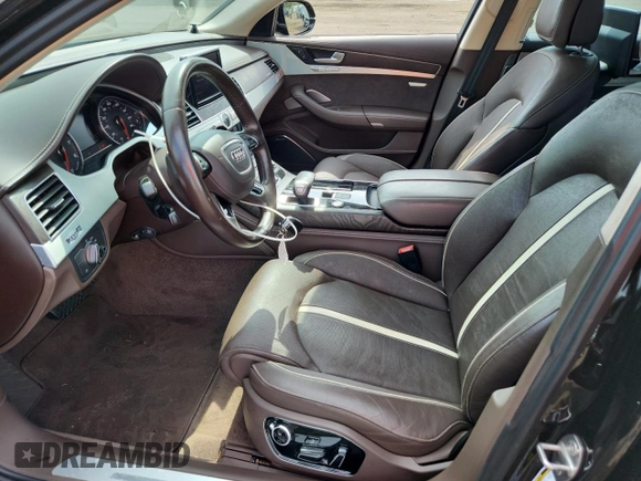 2013 Audi A8 4.0L with VIN WAUR2AFD2DN028826, listed as a Copart auction lot 64756025 with 107,761 mi miles and Salvage title. Bid and sale history available at DreamBid. Image 7.