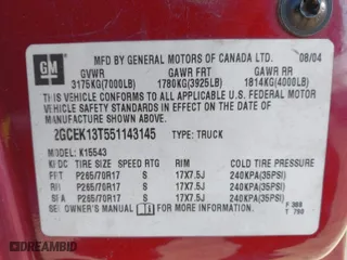 2005 Chevrolet Silverado 1500 LS with VIN 2GCEK13T551143145, listed as a IAAI auction lot 41775791 with 181,147 mi miles. Bid and sale history available at carsss.com. Image 9.