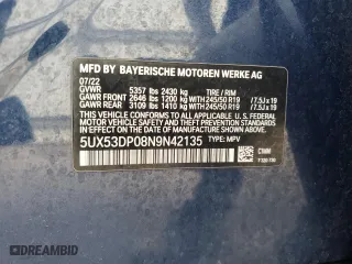 2022 BMW X3 xDrive30i with VIN 5UX53DP08N9N42135, listed as a Copart auction lot 49241025 with 59,352 mi miles and Salvage Title. Bid and sale history available at carsss.com. Image 13.