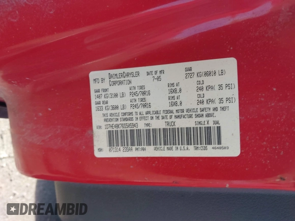 2006 Dodge Dakota SLT with VIN 1D7HE48K76S505943, listed as a IAAI auction lot 41410318 with 224,123 mi miles and . Bid and sale history available at carsss.com. Image 9.