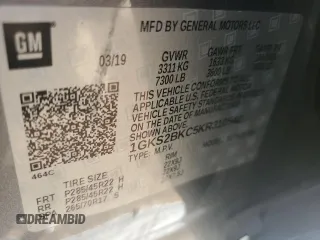 2019 GMC Yukon SLT with VIN 1GKS2BKC5KR310542, listed as a Copart auction lot 75235994 with 20,358 mi miles and Salvage Title. Bid and sale history available at carsss.com. Image 13.