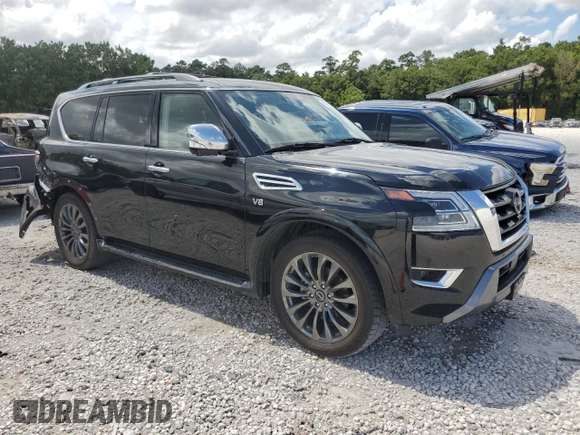 2021 Nissan Armada Platinum with VIN JN8AY2DA5M9374038, listed as a Copart auction lot 59656864 with 52,340 mi miles and Clean Title. Bid and sale history available at carsss.com. Image 4.