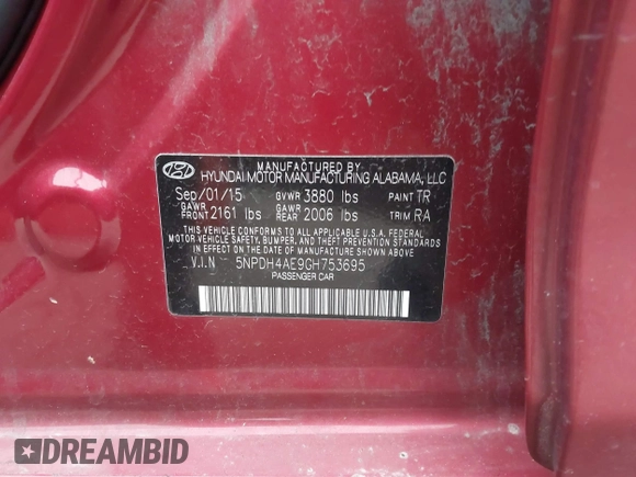 2016 Hyundai Elantra SE z VIN 5NPDH4AE9GH753695, wystawiony jako IAAI lot #41617429 z przebiegiem 165 401 mil mil oraz . Historia ofert i sprzedaży dostępna na DreamBid. Obrazek 9.