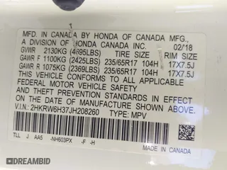2018 Honda CR-V LX with VIN 2HKRW6H37JH208260, listed as a IAAI auction lot 41498130 with 156,966 mi miles. Bid and sale history available at carsss.com. Image 9.