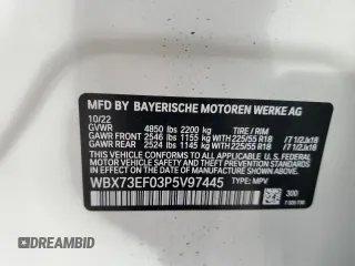2023 BMW X1 xDrive28i z VIN WBX73EF03P5V97445, wystawiony jako Copart lot #41968653 z przebiegiem 406 mil mil oraz . Historia ofert i sprzedaży dostępna na DreamBid. Obrazek 13.
