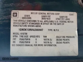 1997 Chevrolet Tahoe with VIN 1GNEK13R0VJ388887, listed as a Copart auction lot 64299984 with 179,683 mi miles and Clean Title. Bid and sale history available at carsss.com. Image 13.
