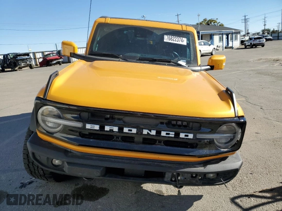 2022 Ford Bronco with VIN 1FMEE5BP6NLB66152, listed as a Copart auction lot 76822374 with 43,884 mi miles and Salvage title. Bid and sale history available at DreamBid. Image 5.