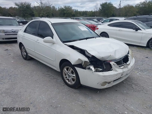 2005 Kia Spectra LX with VIN KNAFE121155143876, listed as a IAAI auction lot 41754233 with NaN miles. Bid and sale history available at carsss.com. Image 1.