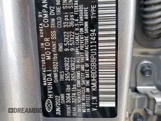 2023 Genesis GV80 z VIN KMUHBDSB8PU111494, wystawiony jako Copart lot #59970645 z przebiegiem 21 724 mil mil oraz Szkoda całkowita • Salvage title. Historia ofert i sprzedaży dostępna na DreamBid. Obrazek 14.