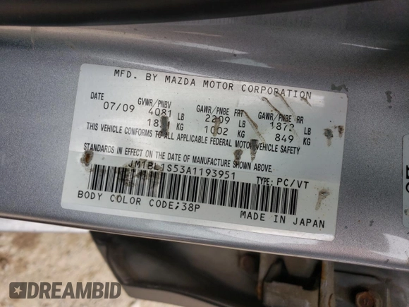 2010 Mazda 3 S Grand Touring with VIN JM1BL1S53A1193951, listed as a Copart auction lot 50899615 with 205,103 mi miles and Salvage Title. Bid and sale history available at carsss.com. Image 13.