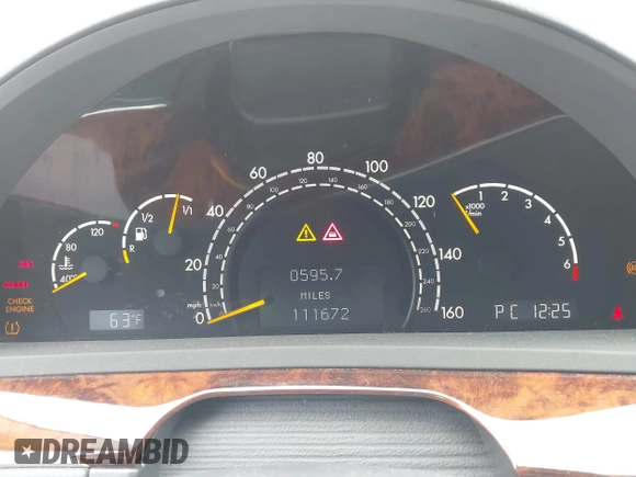 2005 Mercedes-Benz S-Class 5.0L with VIN WDBNG84J15A455944, listed as a IAAI auction lot 42020939 with 111,672 mi miles. Bid and sale history available at carsss.com. Image 7.