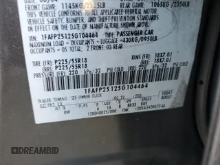 2005 Ford Five Hundred Limited with VIN 1FAFP25125G104464, listed as a Copart auction lot 84742674 with 234,363 mi miles and Salvage Title. Bid and sale history available at carsss.com. Image 13.