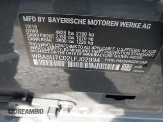 2020 BMW 3 Series M340i with VIN WBA5U7C02LFJ02994, listed as a IAAI auction lot 41848165 with 59,220 mi miles. Bid and sale history available at carsss.com. Image 9.