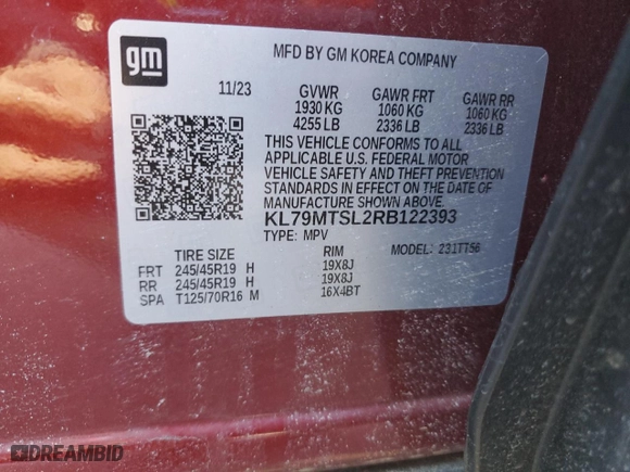 2024 Chevrolet TrailBlazer RS with VIN KL79MTSL2RB122393, listed as a Copart auction lot 49039895 with 0 mi miles and Salvage Title. Bid and sale history available at carsss.com. Image 13.