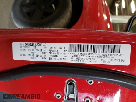 2012 Ram 1500 Sport with VIN 1C6RD7HT5CS215778, listed as a Copart auction lot 55400545 with 246,956 mi miles and Clean title. Bid and sale history available at DreamBid. Image 12.