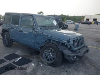 2024 Jeep Wrangler Sport S with VIN 1C4PJXDN8RW370133, listed as a IAAI auction lot 42453029 with 10,415 mi miles and . Bid and sale history available at DreamBid. Image 1.