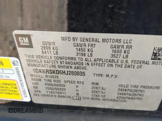 2017 GMC Acadia Limited z VIN 1GKKRSKD6HJ280835, wystawiony jako IAAI lot #41343049 z przebiegiem 104 167 mil mil oraz . Historia ofert i sprzedaży dostępna na DreamBid. Obrazek 9.