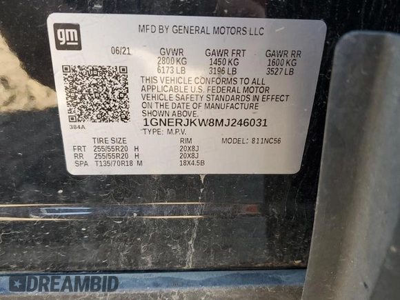 2021 Chevrolet Traverse RS with VIN 1GNERJKW8MJ246031, listed as a Copart auction lot 80468954 with 76,003 mi miles and Salvage Title. Bid and sale history available at carsss.com. Image 15.