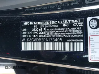 2023 Mercedes-Benz S-Class S 500 with VIN W1K6G6DB2PA173405, listed as a IAAI auction lot 41238647 with 8,825 mi miles. Bid and sale history available at carsss.com. Image 9.