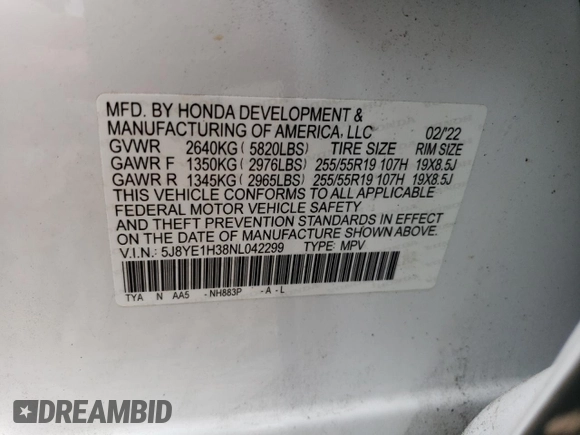 2022 Acura MDX with VIN 5J8YE1H38NL042299, listed as a Copart auction lot 71211364 with 43,025 mi miles and Salvage Title. Bid and sale history available at carsss.com. Image 13.