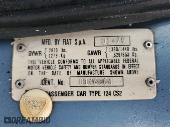 1979 FIAT 124 Spider z VIN 124CS20146364, wystawiony jako Copart lot #43905865 z przebiegiem 46 341 mil mil oraz Szkoda całkowita • Salvage title. Historia ofert i sprzedaży dostępna na DreamBid. Obrazek 12.