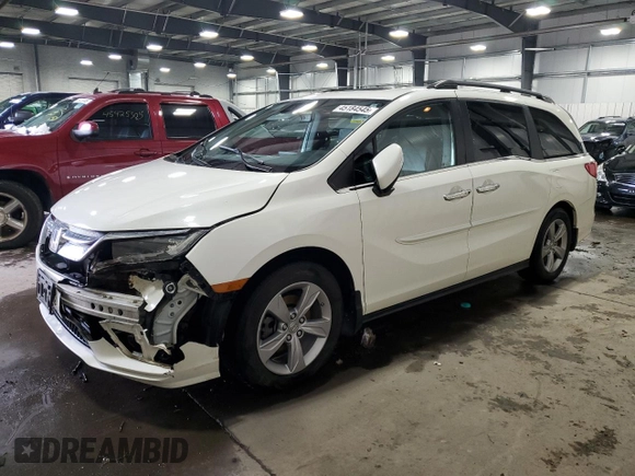 2019 Honda Odyssey EX-L z VIN 5FNRL6H74KB028844, wystawiony jako Copart lot #45184545 z przebiegiem 146 588 mil mil oraz Szkoda całkowita • Salvage title. Historia ofert i sprzedaży dostępna na DreamBid. Obrazek 1.