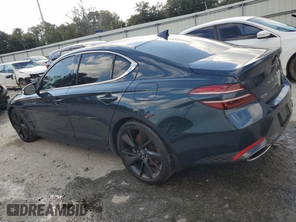 2022 Genesis G70 3.3T with VIN KMTG54TE9NU084593, listed as a Copart auction lot 80367864 with 27,100 mi miles and Salvage Title. Bid and sale history available at DreamBid. Image 2.
