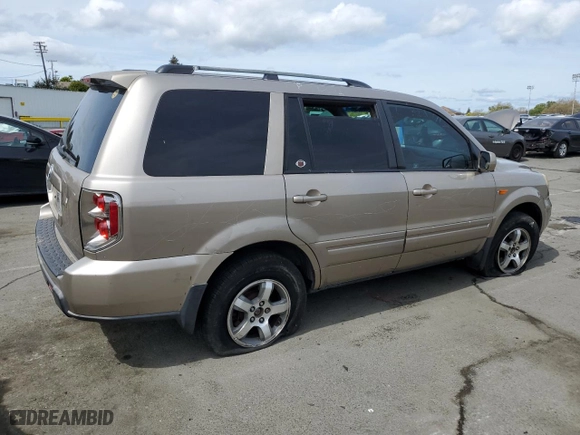 2007 Honda Pilot EX with VIN 5FNYF28447B034832, listed as a Copart auction lot 51956045 with 0 mi miles and Salvage Title. Bid and sale history available at carsss.com. Image 3.