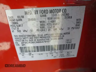 2008 Ford Edge SE with VIN 2FMDK36C98BA79107, listed as a IAAI auction lot 41975904 with 147,259 mi miles. Bid and sale history available at carsss.com. Image 9.