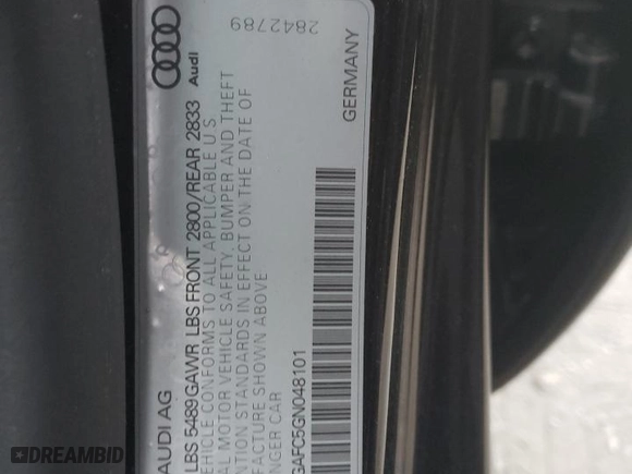 2016 Audi A7 3.0 Prestige with VIN WAU2GAFC5GN048101, listed as a Copart auction lot 83519914 with 111037 miles and Salvage Title. Bid and sale history available at carsss.com. Image 13.