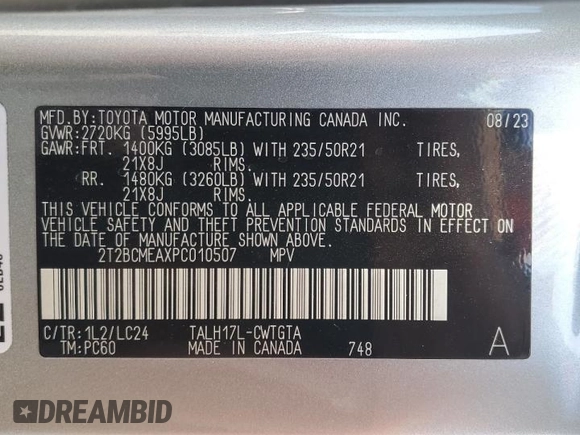 2023 Lexus RX 500h F Sport Performance с VIN 2T2BCMEAXPC010507, выставлен на аукционе Copart как лот 50205425 с пробегом 10 075 миль миль и Списание • Salvage title. История ставок и продаж доступна на DreamBid. Изображение 13.