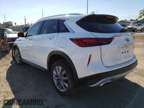 2022 Infiniti QX50 LUXE with VIN 3PCAJ5BA5NF115870, listed as a Copart auction lot 36449483 with 3,536 mi miles. Bid and sale history available at carsss.com. Image 2.