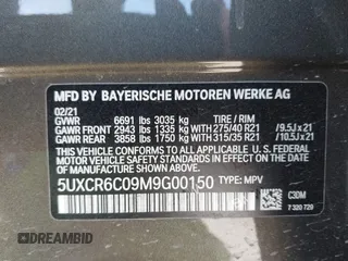 2021 BMW X5 xDrive40i z VIN 5UXCR6C09M9G00150, wystawiony jako IAAI lot #41647528 z przebiegiem Nie podano mil oraz . Historia ofert i sprzedaży dostępna na DreamBid. Obrazek 9.