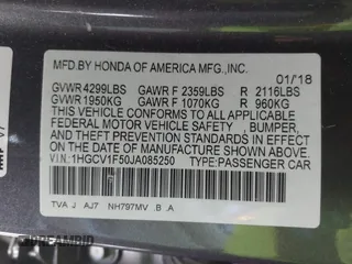 2018 Honda Accord EX-L z VIN 1HGCV1F50JA085250, wystawiony jako IAAI lot #42051910 z przebiegiem 66 822 mil mil oraz . Historia ofert i sprzedaży dostępna na DreamBid. Obrazek 9.